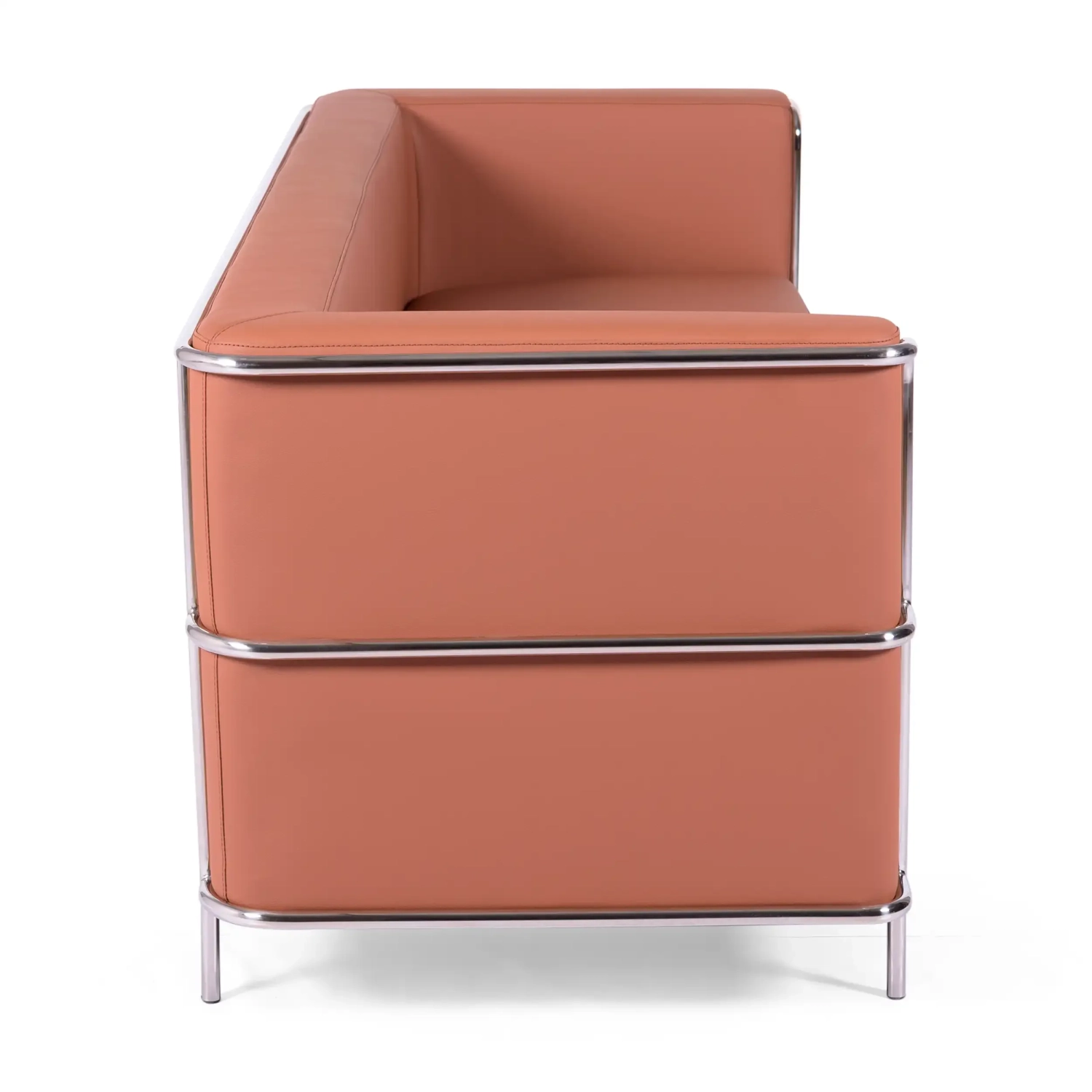 Sofá Torino de 3 lugares em couro ecológico e aço cromado - Mueble Design