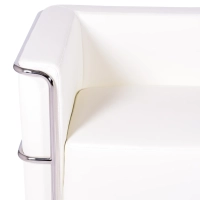 Sofá Torino de 3 lugares em couro ecológico e aço cromado - Mueble Design