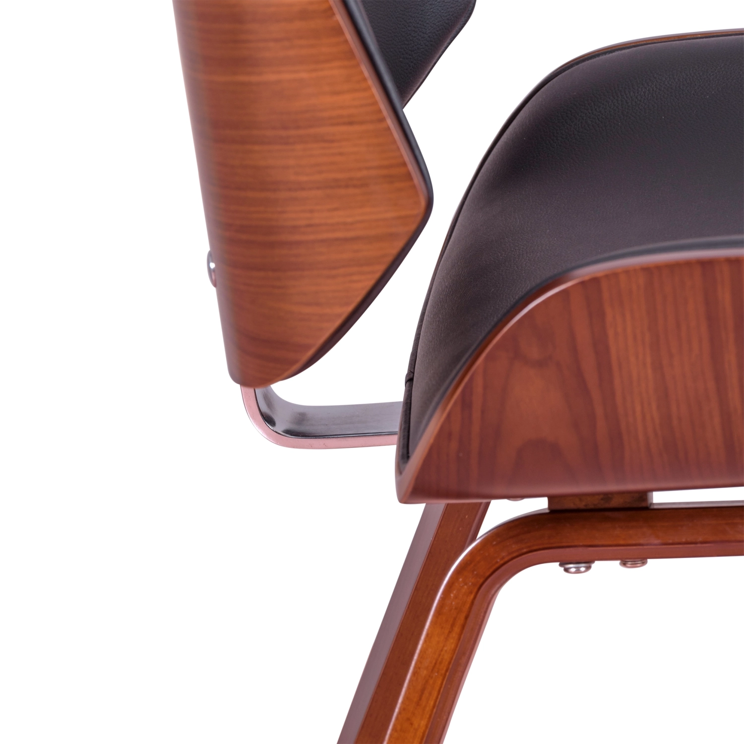 Cadeira Nordic em nogueira e couro sintético preto | Design escandinavo elegante