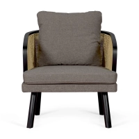 Fauteuil Leeds en rotin naturel avec coussin en coton : style vintage Scandinave
