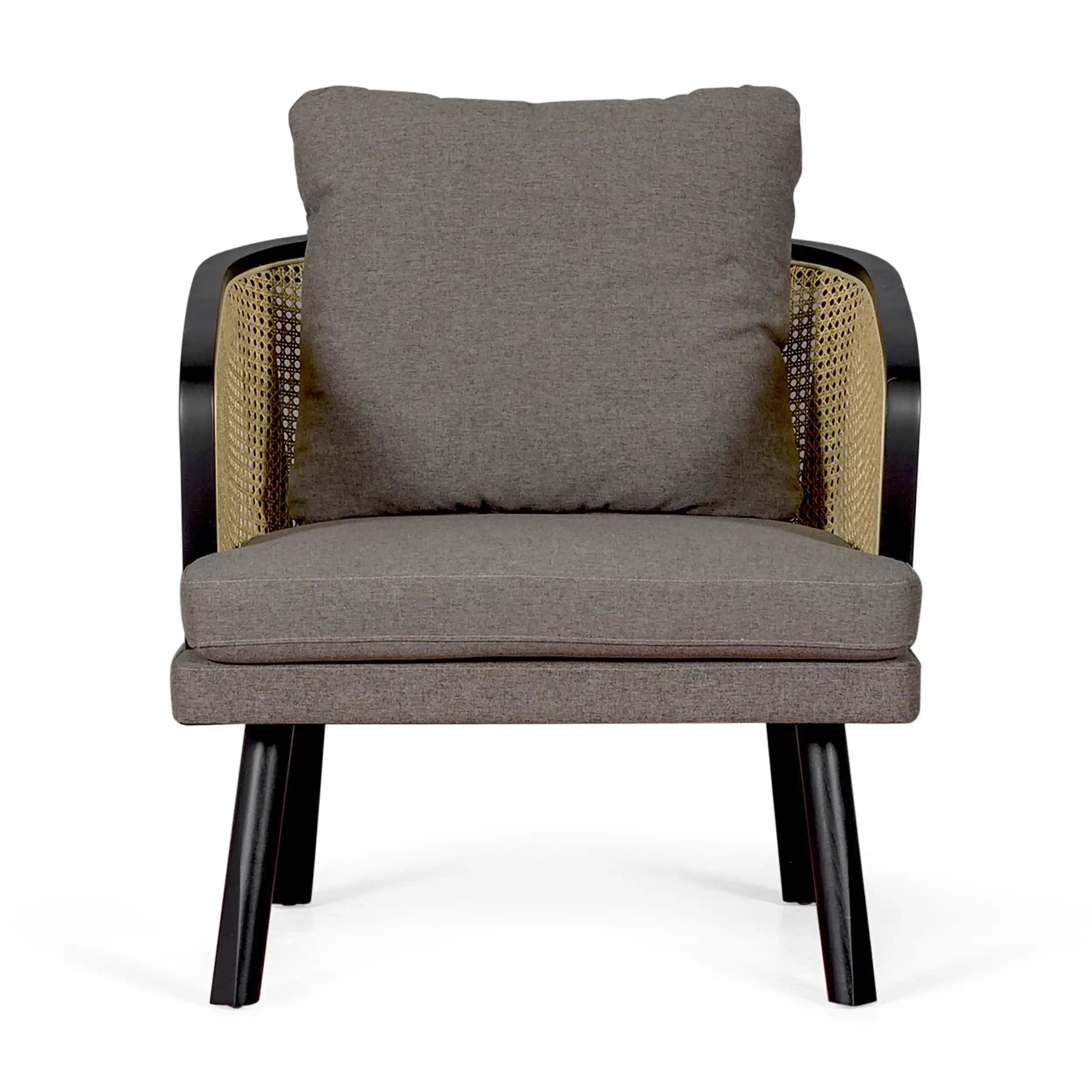 Leeds Natuur Rotan Leunstoel met Katoenen Kussen : Vintage Stijl Scandinavisch