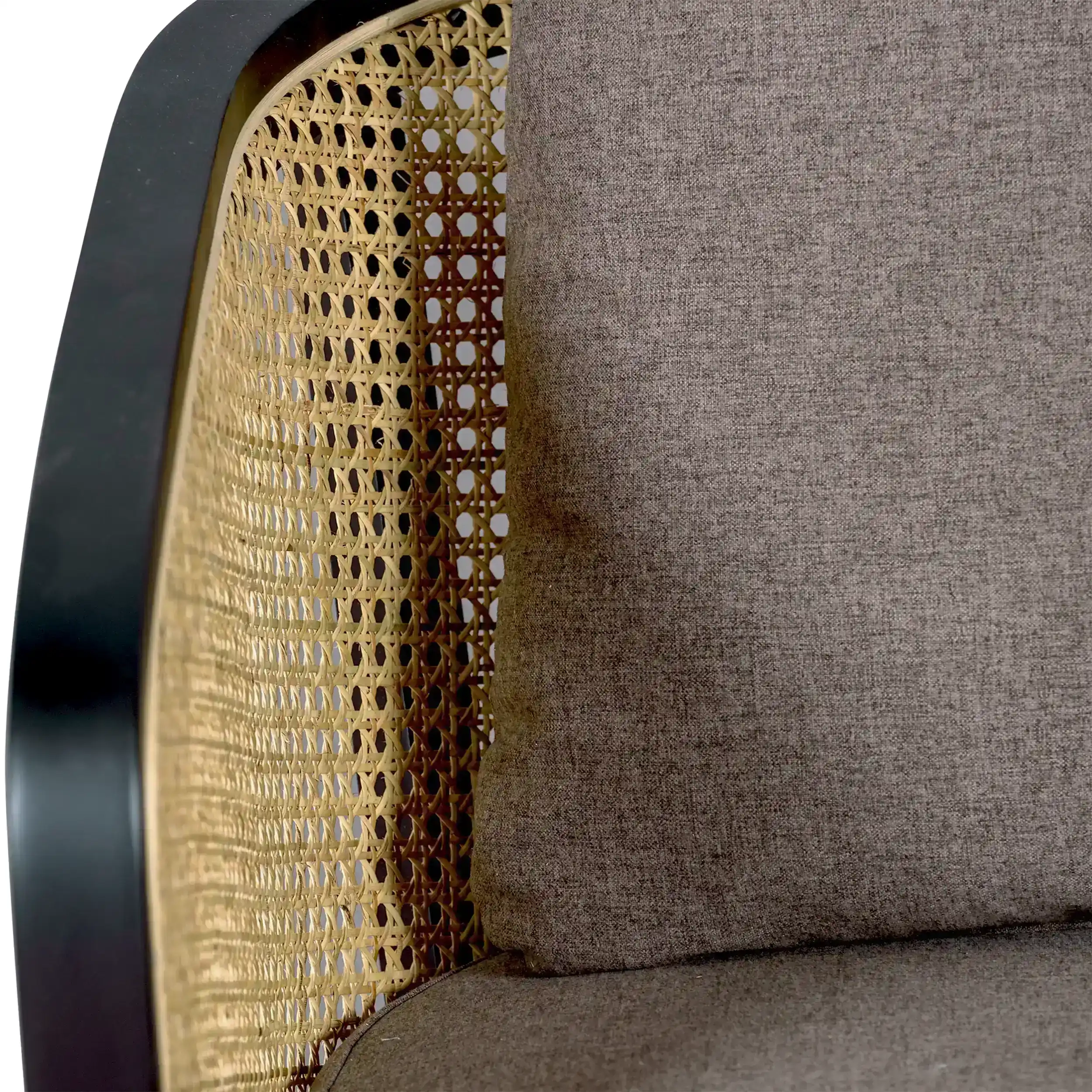 Leeds Natuur Rotan Leunstoel met Katoenen Kussen : Vintage Stijl Scandinavisch