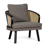 Fauteuil Leeds en rotin naturel avec coussin en coton : style vintage Scandinave