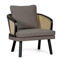 Leeds Natural Rattan Armchair mit Baumwollkissen : Vintage Style Skandinavisch