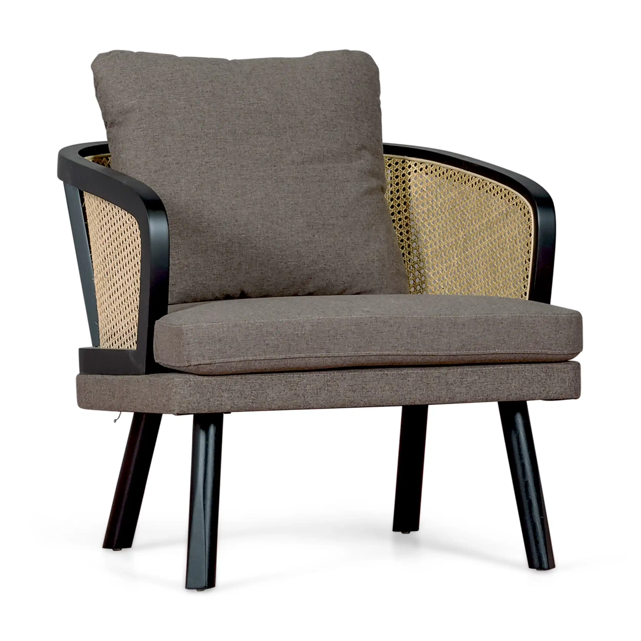 Leeds Natural Rattan Armchair mit Baumwollkissen : Vintage Style Skandinavisch