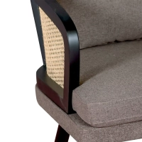 Leeds Natuur Rotan Leunstoel met Katoenen Kussen : Vintage Stijl Scandinavisch