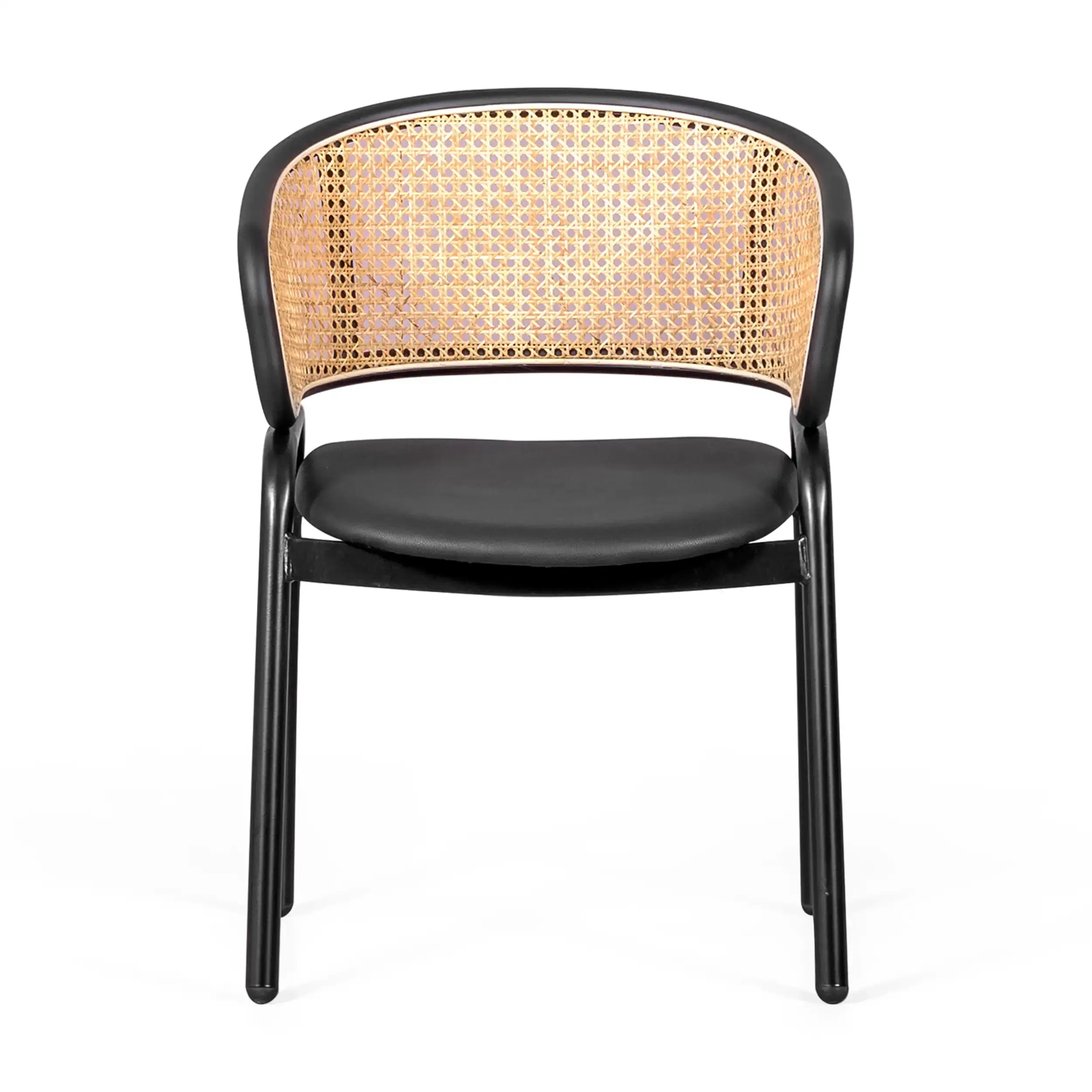 Židle Morley z přírodního ratanu | Retro design s koženkovým polštářem