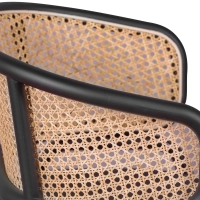 Morley Stoel in Natuurlijk Rotan | Retro Ontwerp met Kunstlederen Kussen