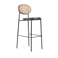 Tamborete Vintage Preston 75 cm | Rattan natural e moldura preta
