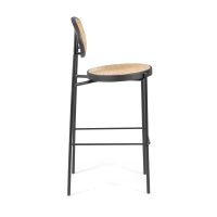 Tabouret Vintage Preston 75 cm | Rotin naturel et cadre noir