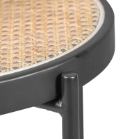 Stołek Vintage Preston 75 cm | Naturalny rattan i czarna rama