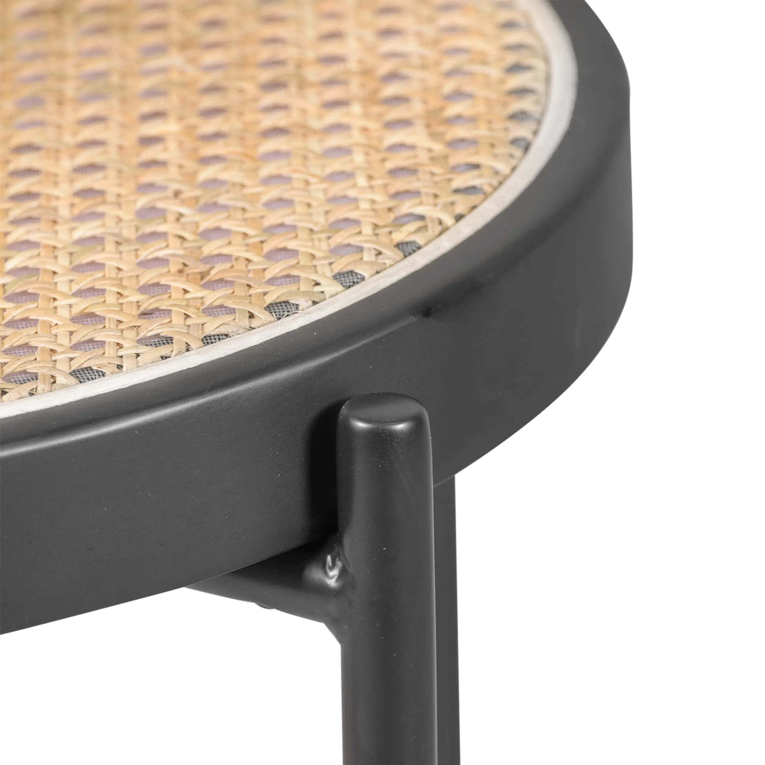 Barstoel Vintage Preston 75 cm | Natuurlijk rotan en zwart frame