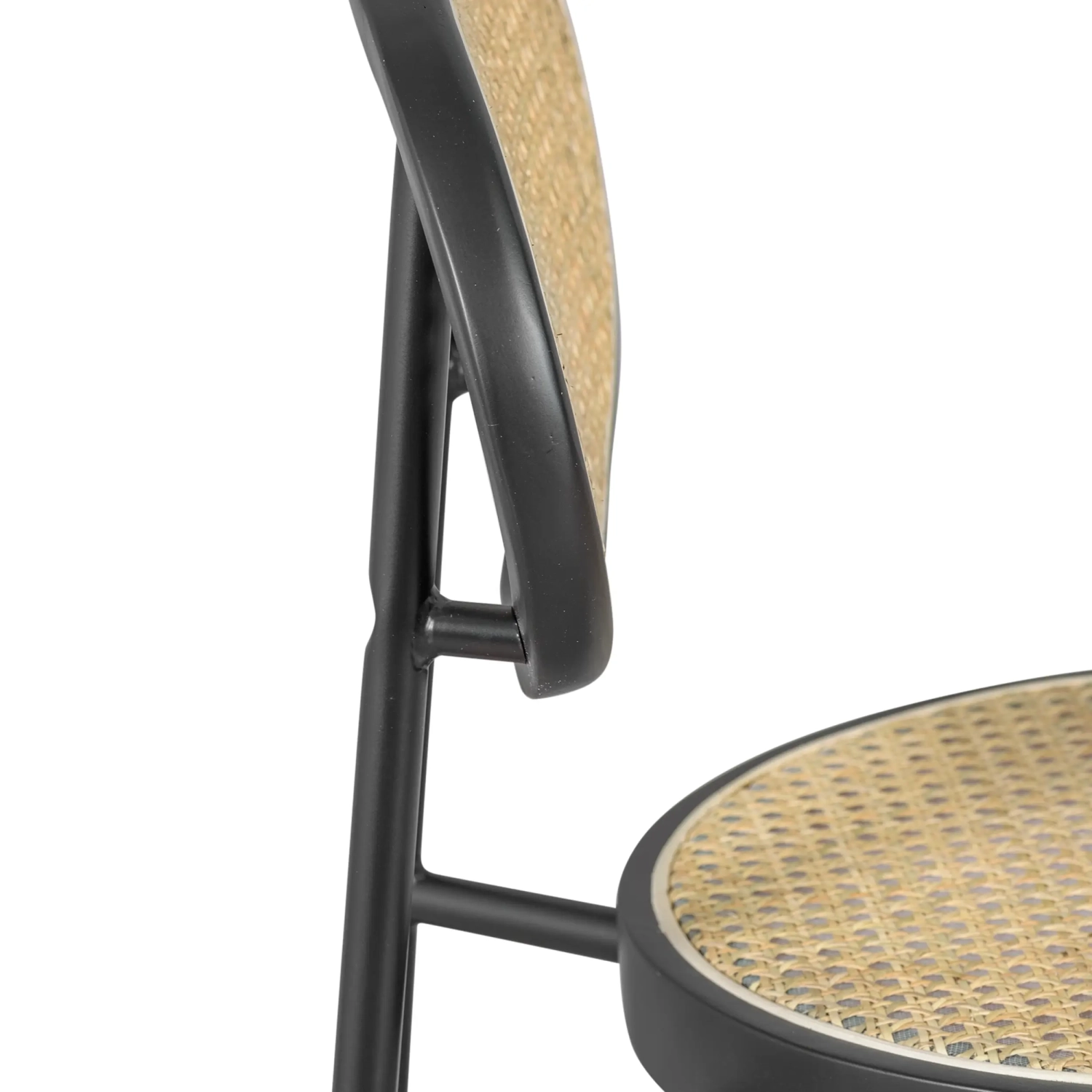 Taburete Vintage Preston 75 cm | Ratán Natural y Estructura Negra