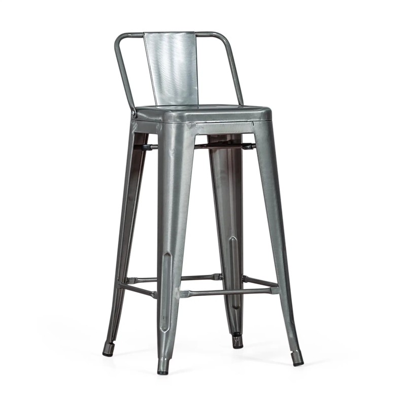 Réplique du tabouret métallique à dossier bas Tolix en 66 centimètres, inspiré du design de Xavier Pauchard