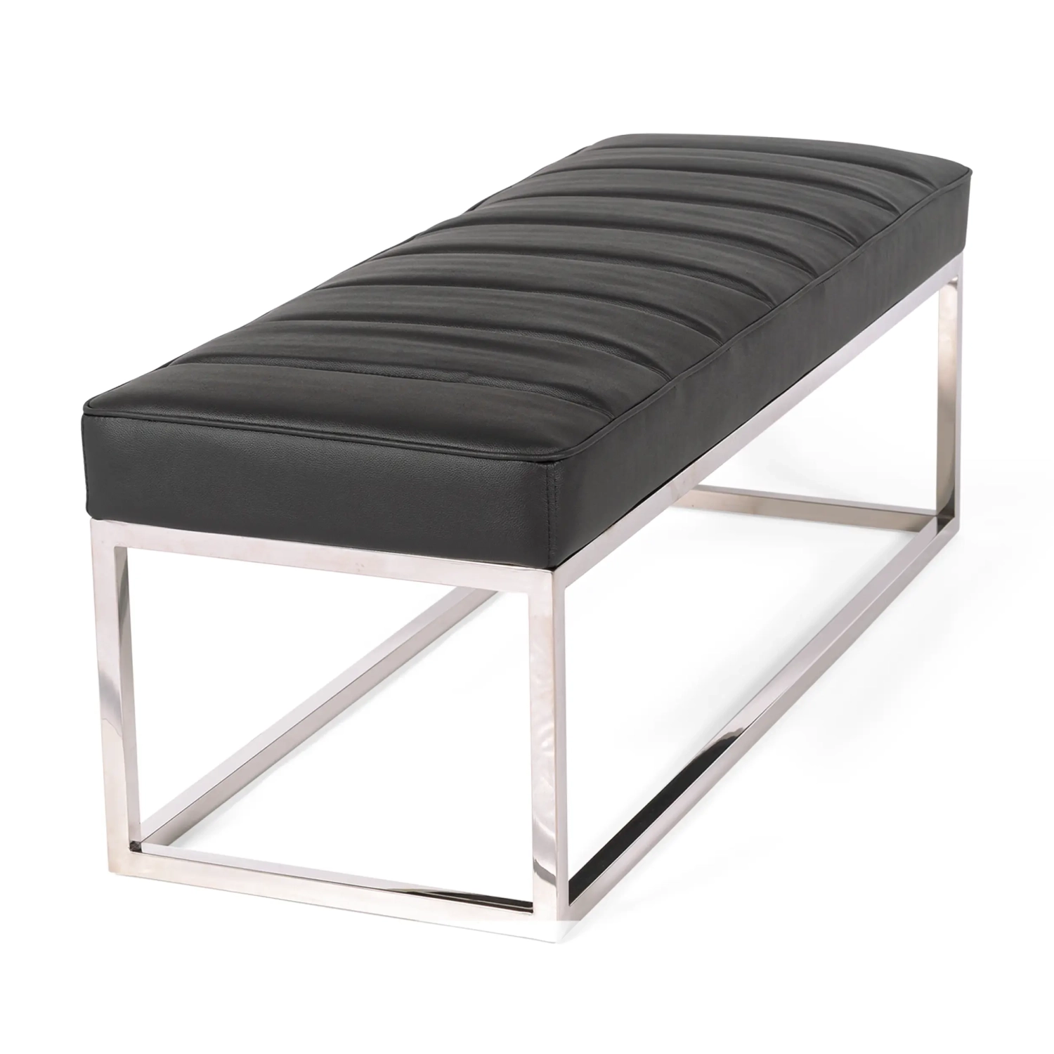 Panchina di design Praga in acciaio cromato e similpelle | Stile moderno