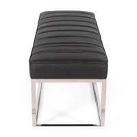 Praga Design Bench in Chrome-plated Steel and Leatherette | Modern Style