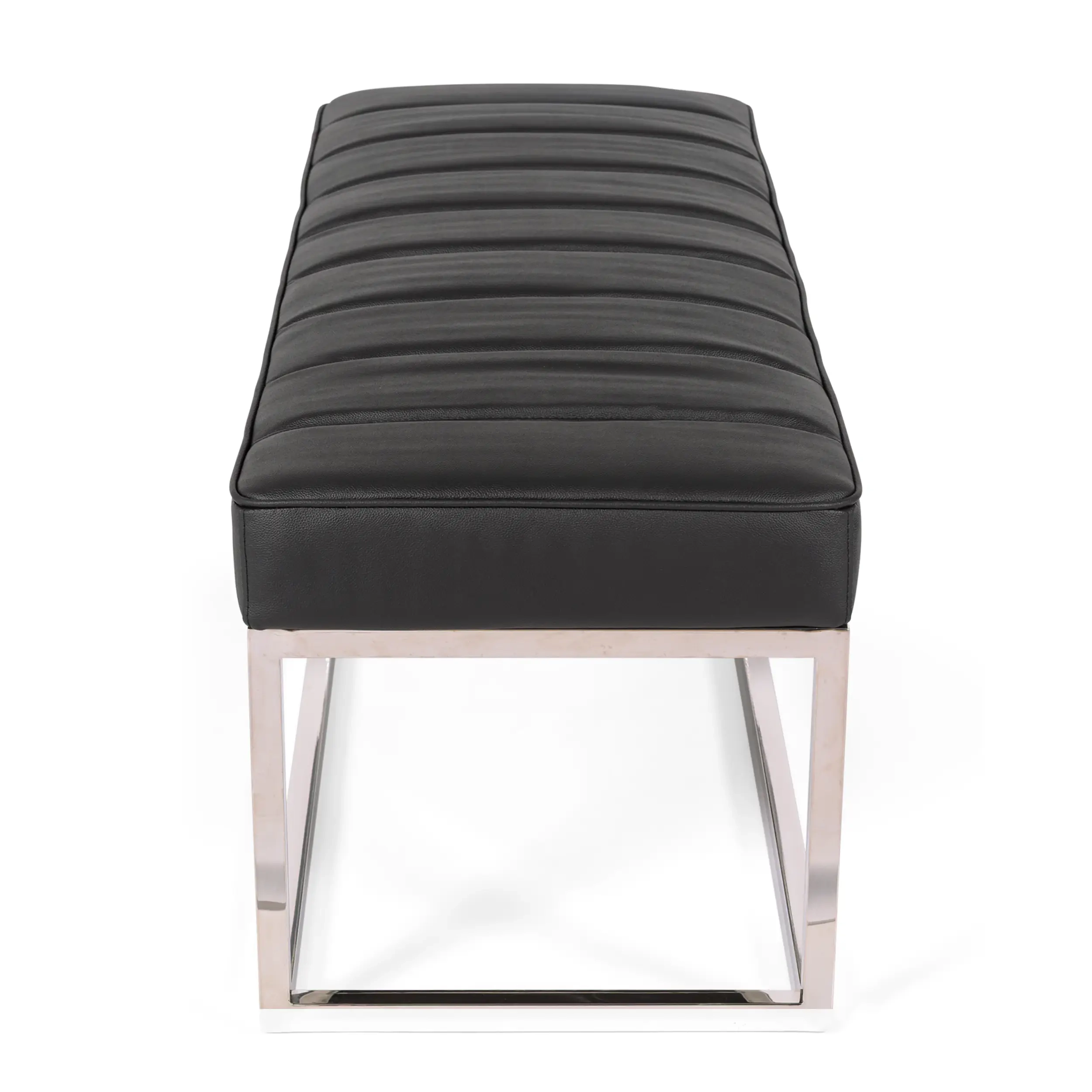 Ławka Praga Design ze stali chromowanej i skóry ekologicznej | Nowoczesny styl