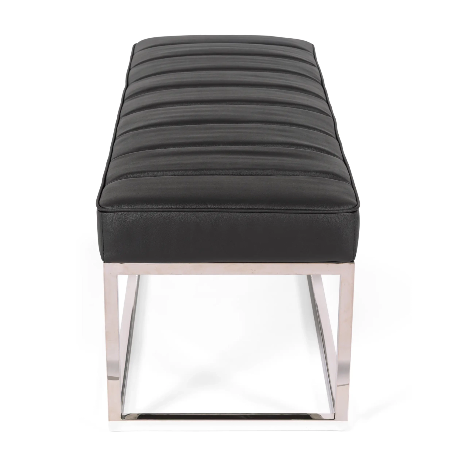Praga Design Bench in Chrome-plated Steel and Leatherette | Modern Style