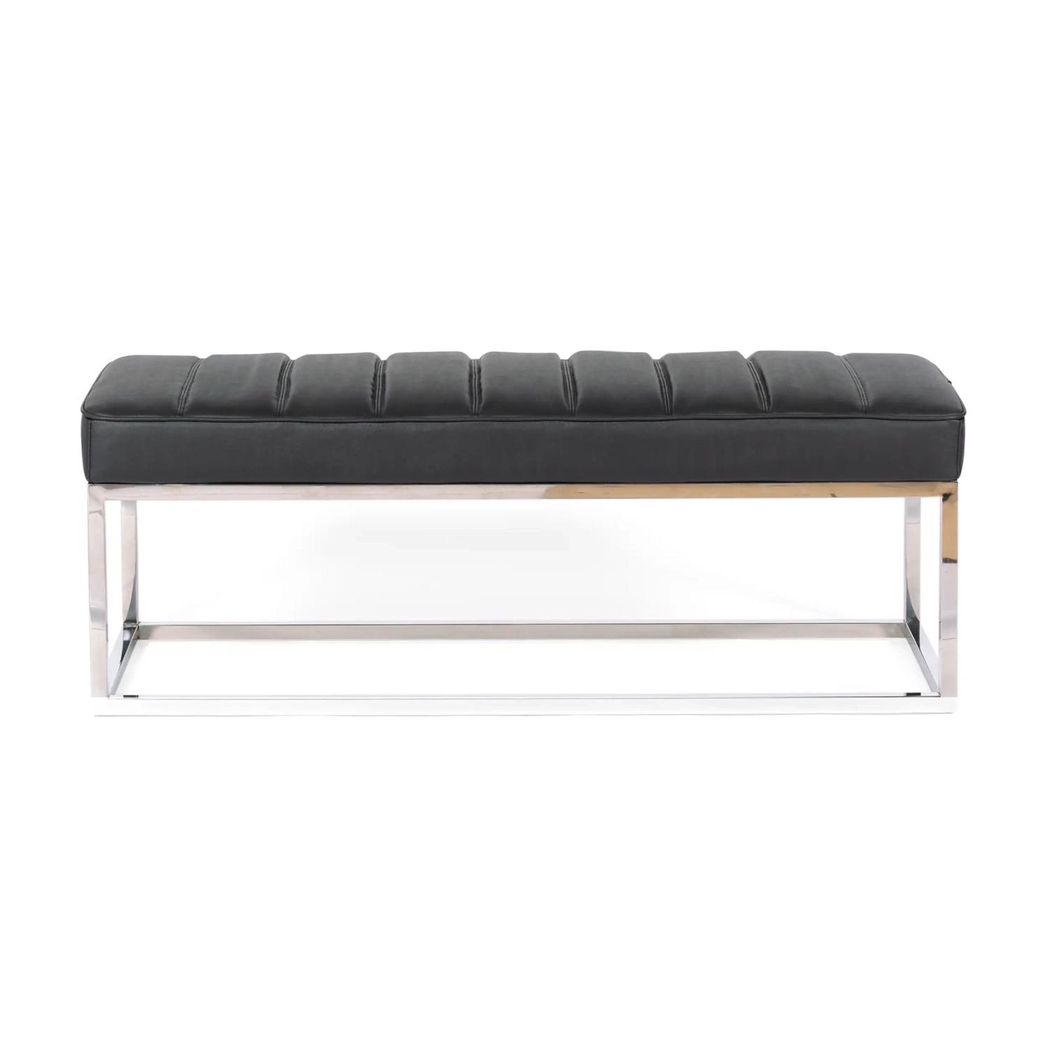 Panchina di design Praga in acciaio cromato e similpelle | Stile moderno