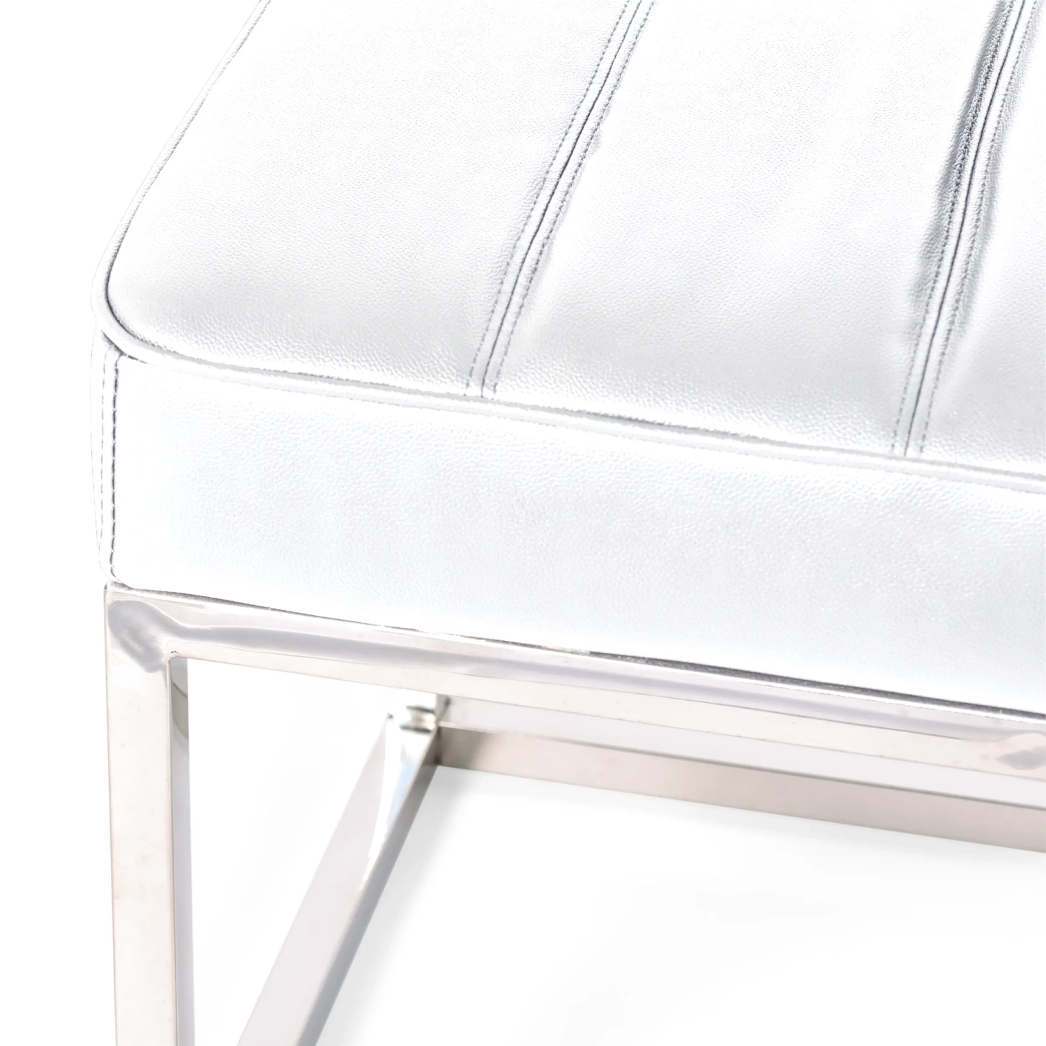 Praga Design Bench in Chrome-plated Steel and Leatherette | Modern Style