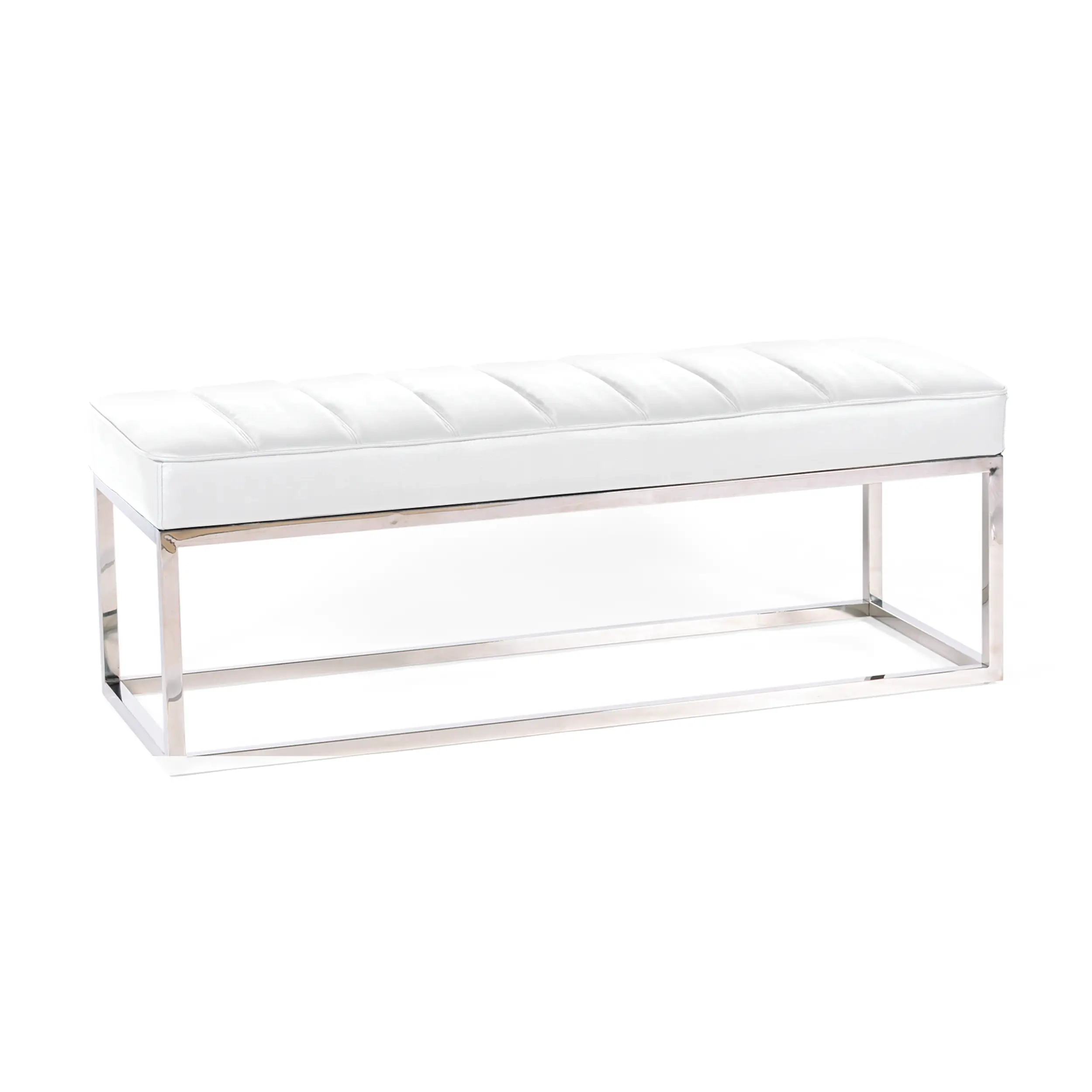 Ławka Praga Design ze stali chromowanej i skóry ekologicznej | Nowoczesny styl