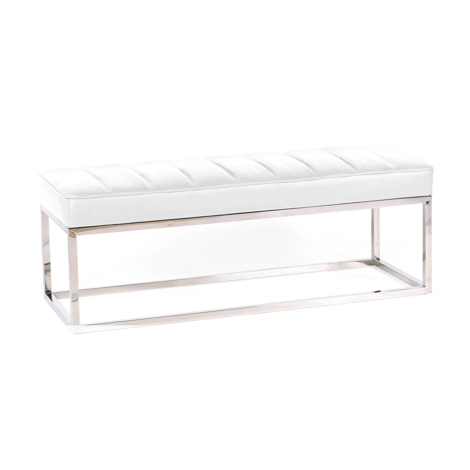Praga Design Bench in Chrome-plated Steel and Leatherette | Modern Style