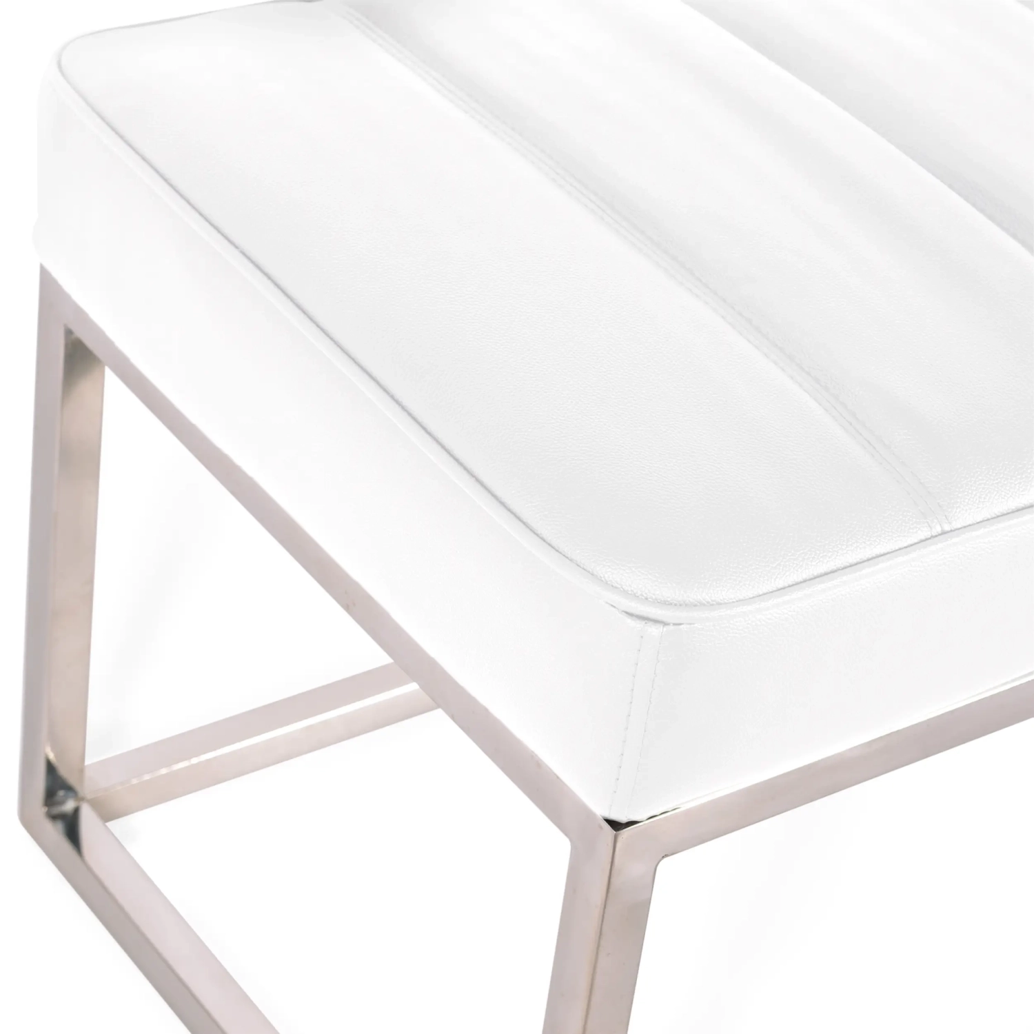 Praga Design Bench in Chrome-plated Steel and Leatherette | Modern Style