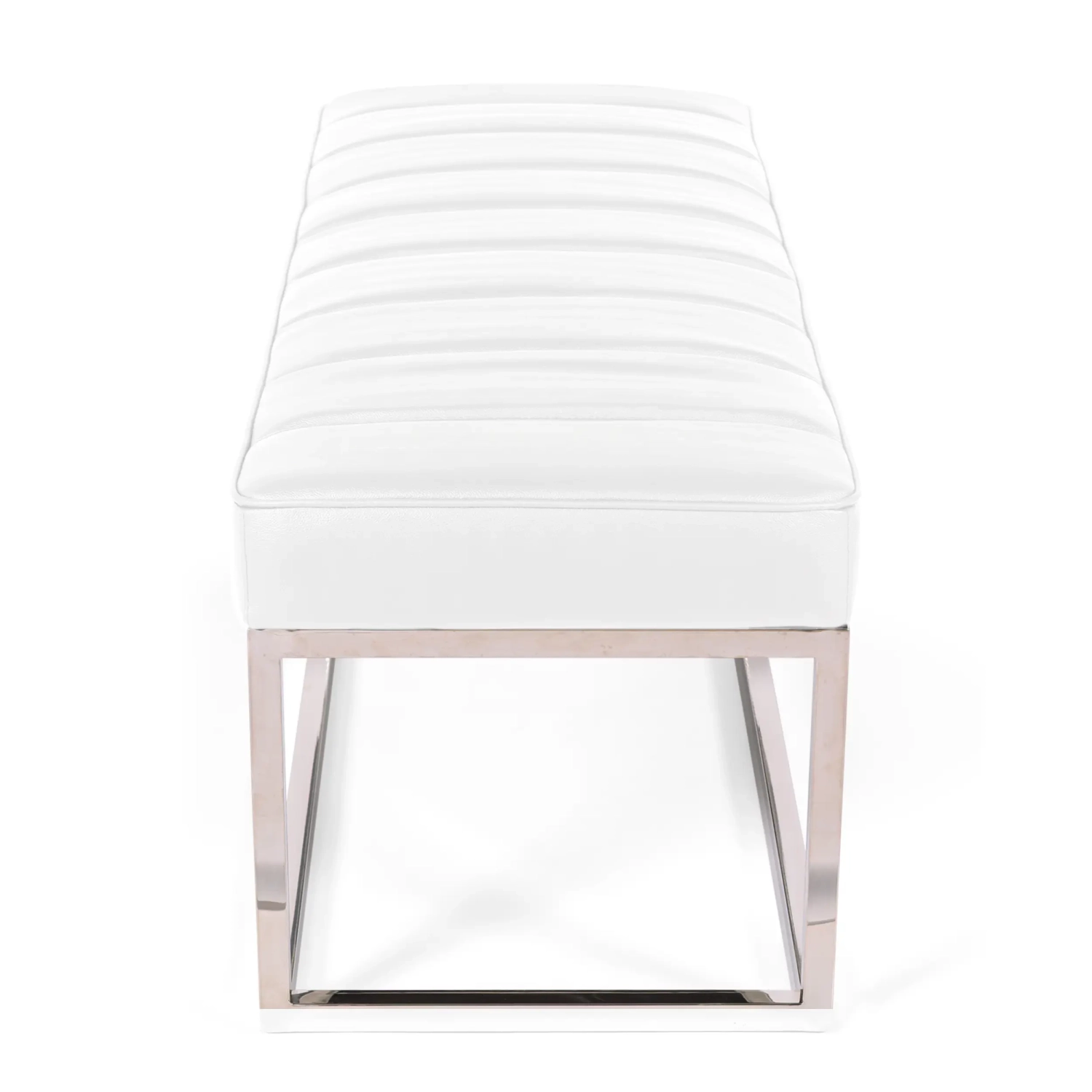 Praga Design Bench in Chrome-plated Steel and Leatherette | Modern Style