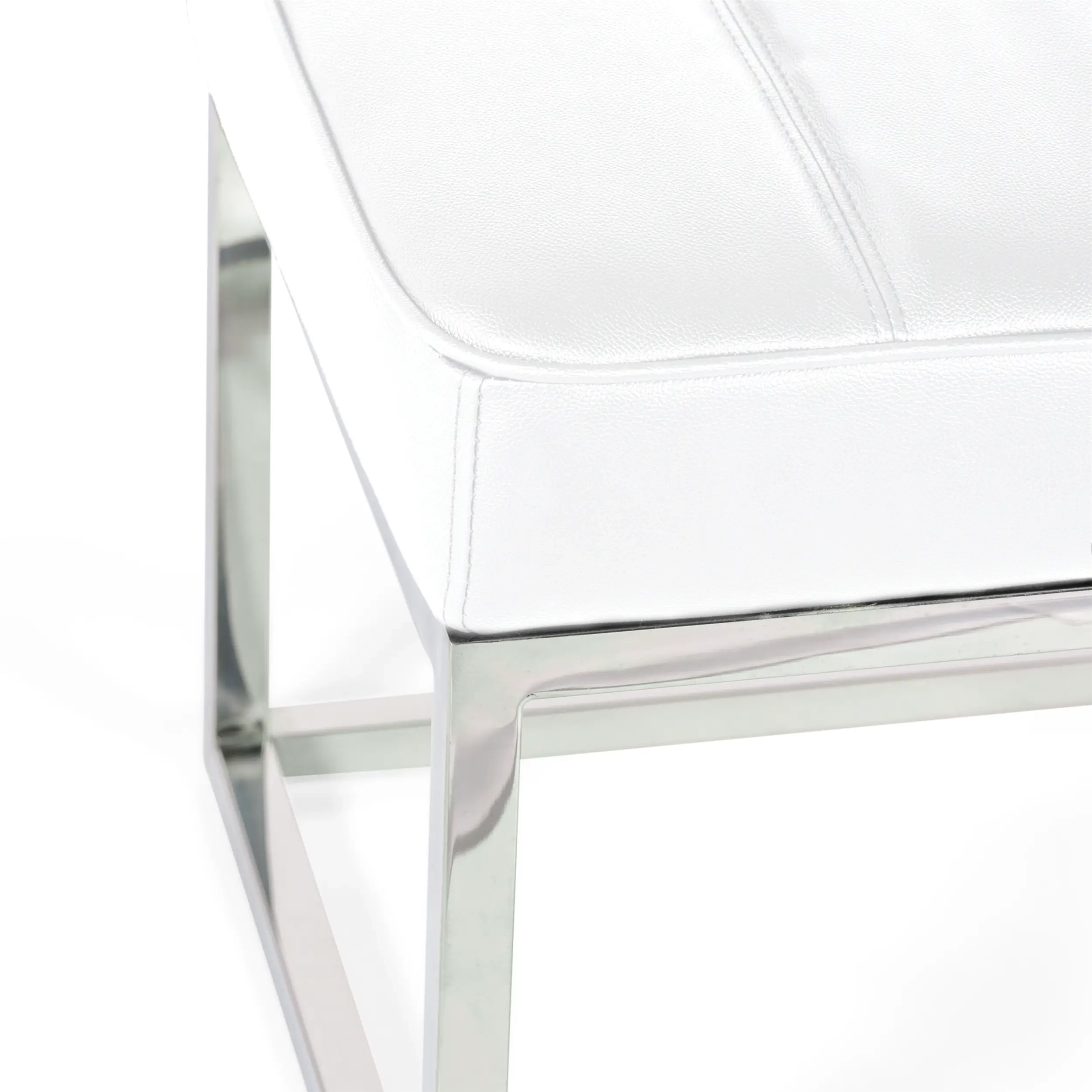 Ławka Praga Design ze stali chromowanej i skóry ekologicznej | Nowoczesny styl