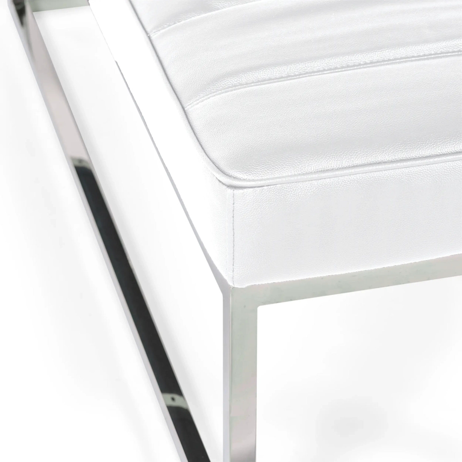 Praga Design Bench in Chrome-plated Steel and Leatherette | Modern Style