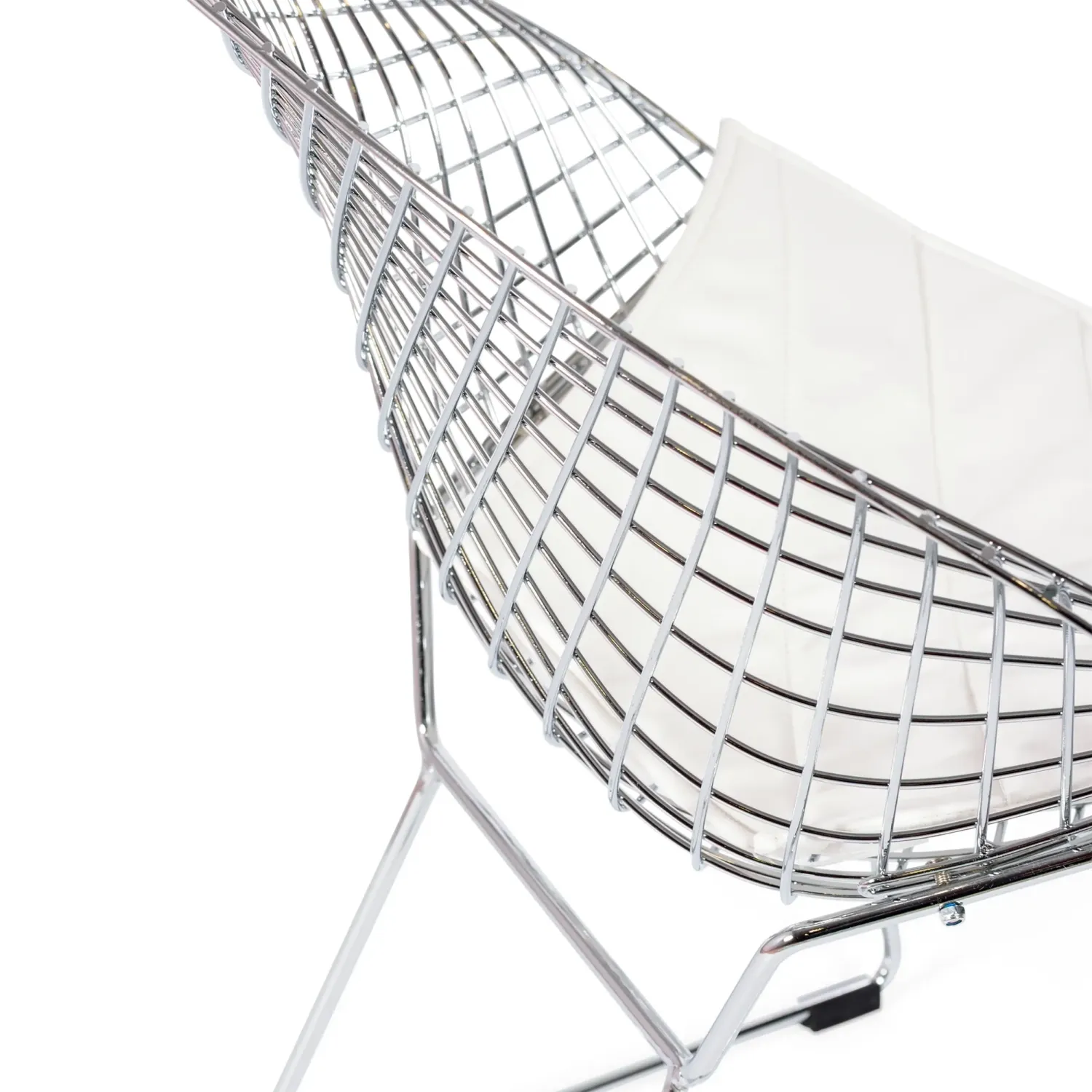 Replica Diamond-stoel in verchroomd staal en kunstlederen kussen - Bertoia Collection