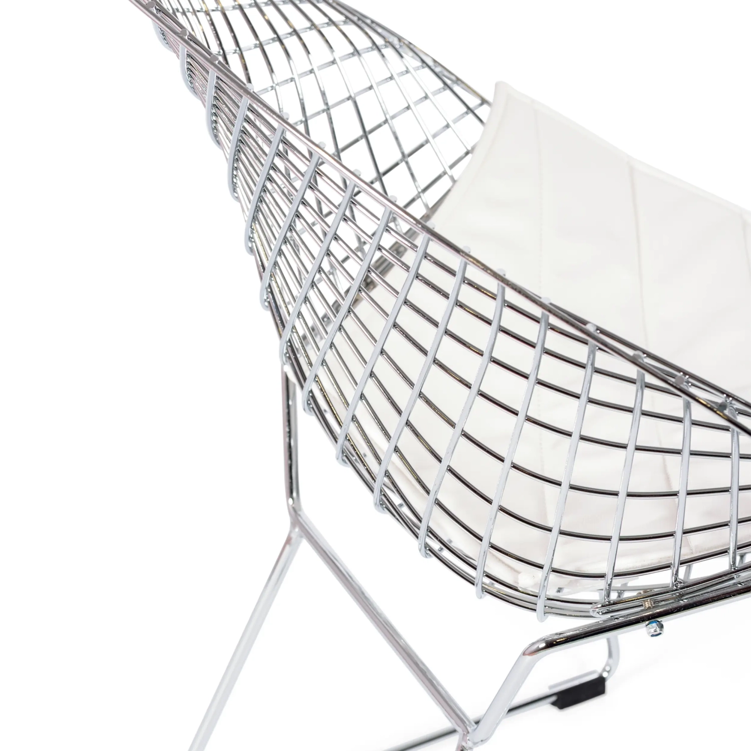 Réplica silla Diamond de acero cromado y cojín en polipiel - Colección Bertoia