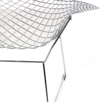 Replica Diamond-tuoli kromattua terästä ja keinonahkainen pehmuste - Bertoia Collection