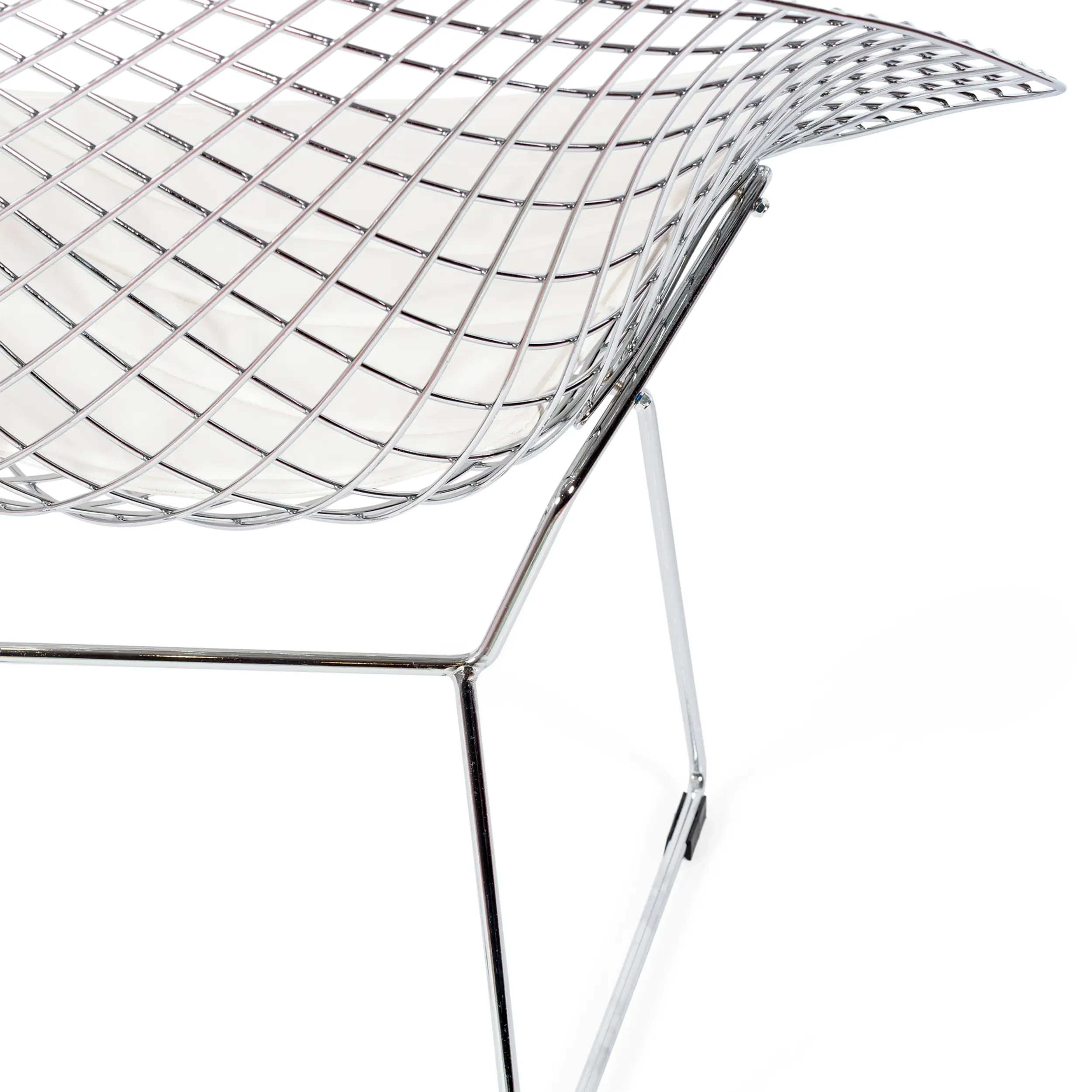 Replica Diamond-tuoli kromattua terästä ja keinonahkainen pehmuste - Bertoia Collection