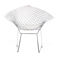 Replica Diamond-tuoli kromattua terästä ja keinonahkainen pehmuste - Bertoia Collection