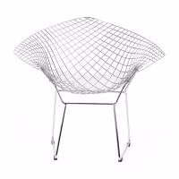 Replica Diamond Stuhl aus verchromtem Stahl und Kunstlederpolster - Bertoia Kollektion
