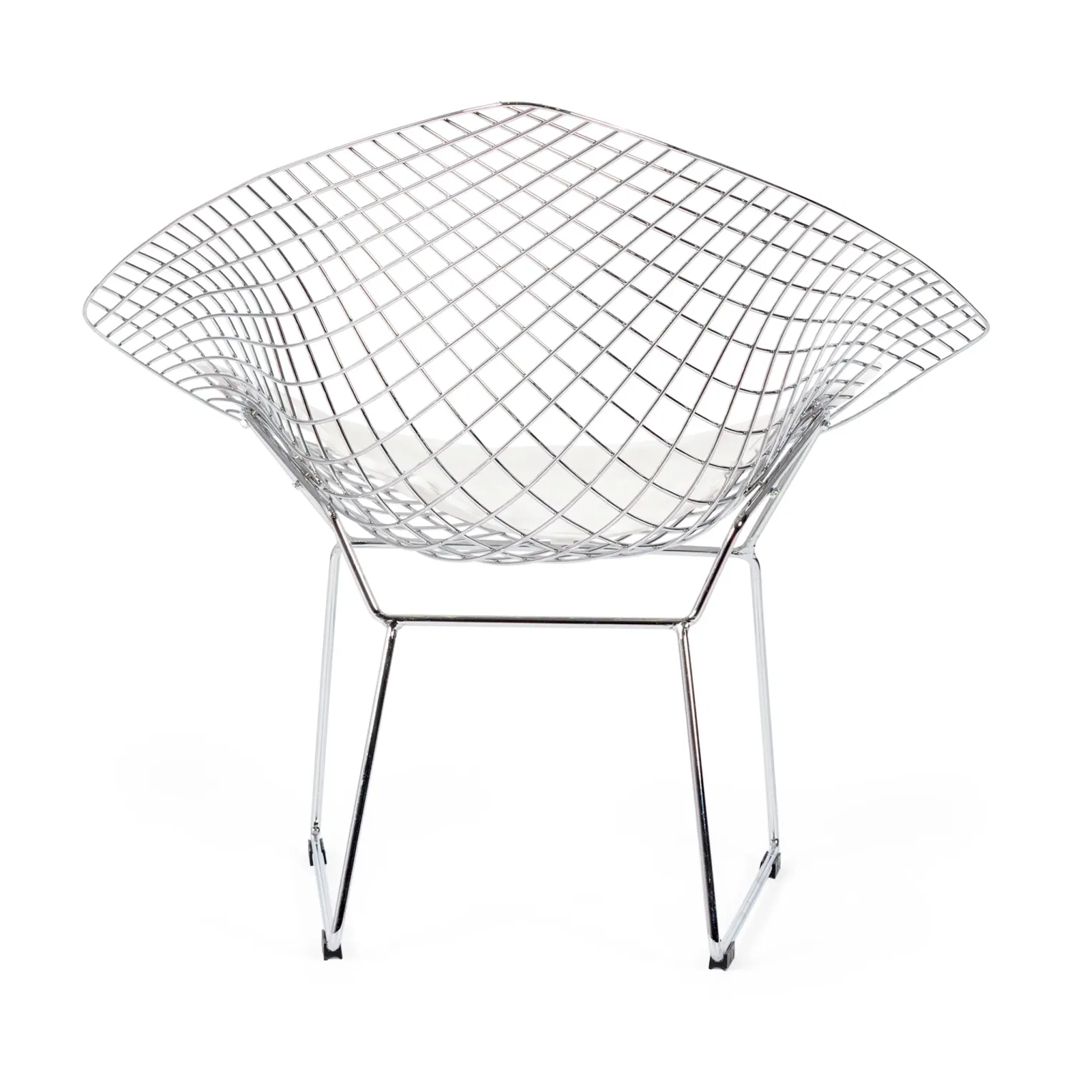 Replica Diamond Stuhl aus verchromtem Stahl und Kunstlederpolster - Bertoia Kollektion