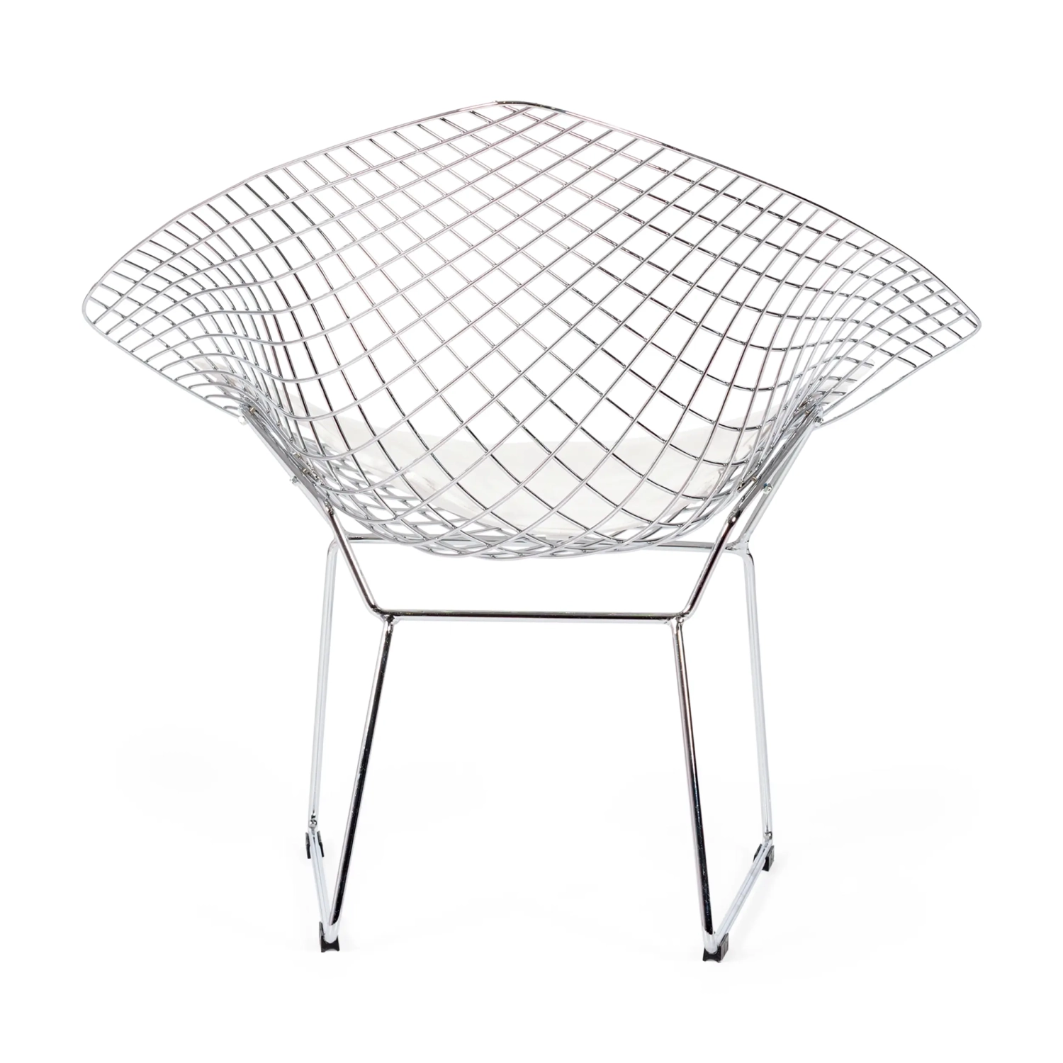 Réplica silla Diamond de acero cromado y cojín en polipiel - Colección Bertoia