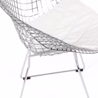 Replica Diamond Stuhl aus verchromtem Stahl und Kunstlederpolster - Bertoia Kollektion