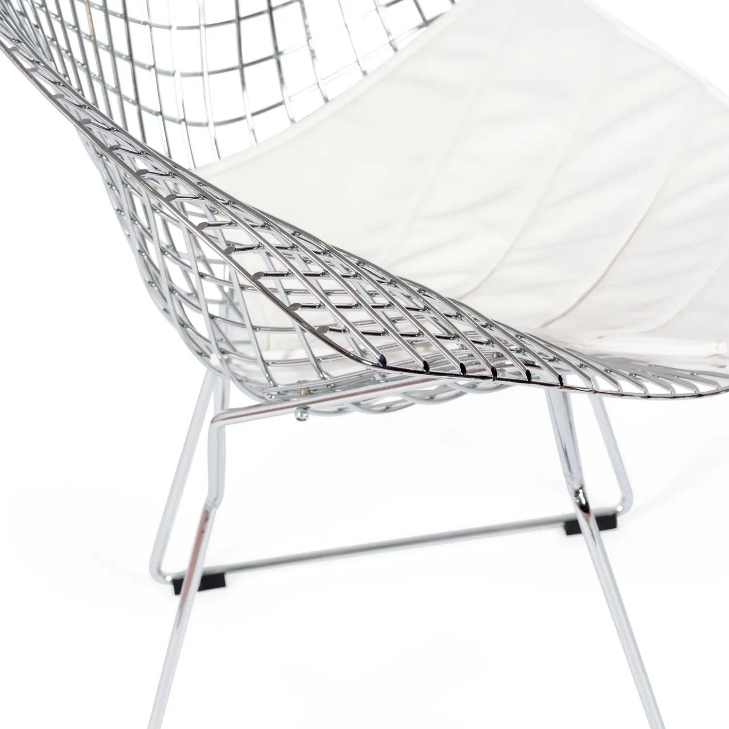 Replica Diamond Stuhl aus verchromtem Stahl und Kunstlederpolster - Bertoia Kollektion