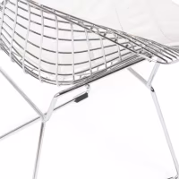 Replica Diamond Stuhl aus verchromtem Stahl und Kunstlederpolster - Bertoia Kollektion