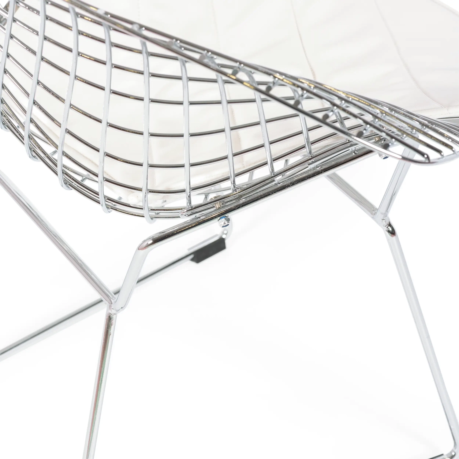 Replica Diamond-stol i förkromat stål och dyna i konstläder - Bertoia Collection