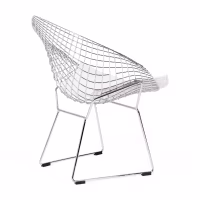 Replica Diamond Stuhl aus verchromtem Stahl und Kunstlederpolster - Bertoia Kollektion