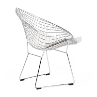 Replica della sedia Diamond in acciaio cromato e cuscino in similpelle - Collezione Bertoia
