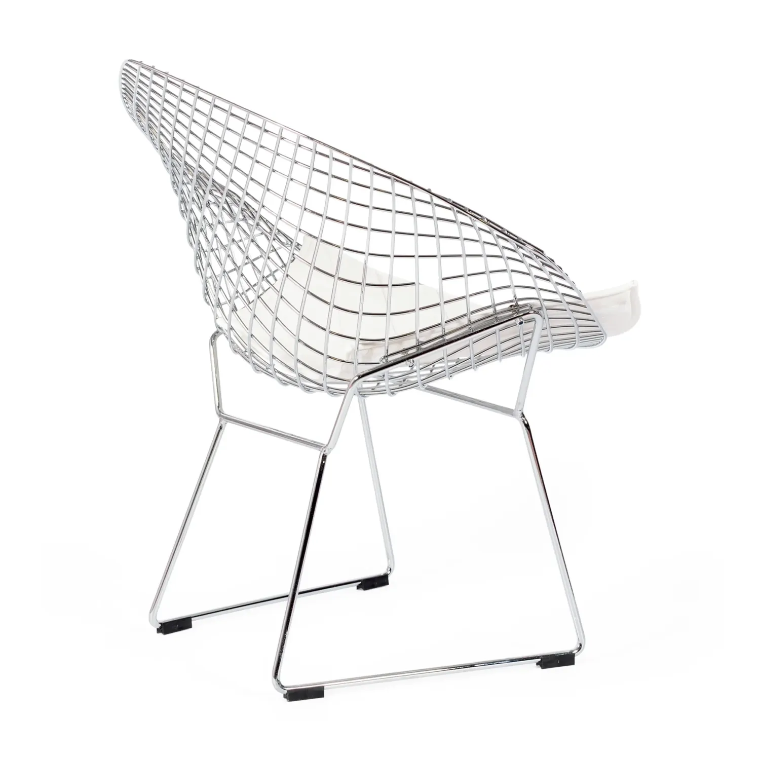 Replica Diamond Stuhl aus verchromtem Stahl und Kunstlederpolster - Bertoia Kollektion