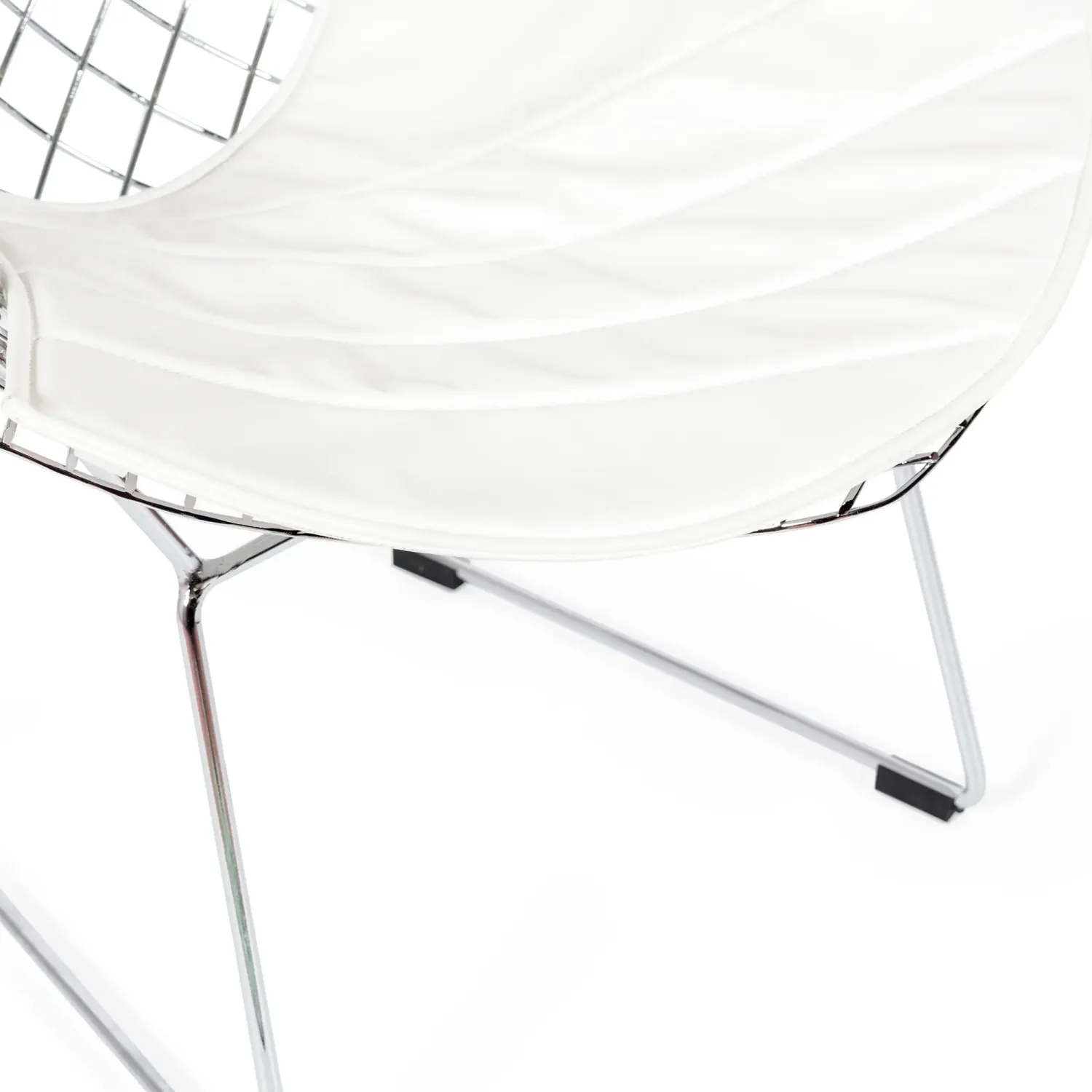 Replica Diamond-stoel in verchroomd staal en kunstlederen kussen - Bertoia Collection