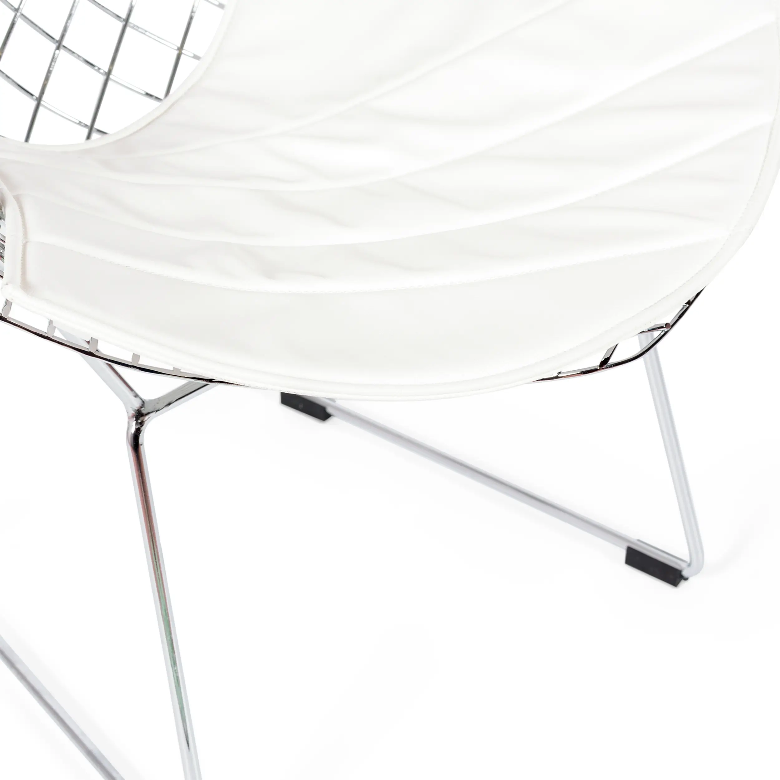 Replica Diamond-tuoli kromattua terästä ja keinonahkainen pehmuste - Bertoia Collection