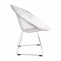 Replica Diamond Stuhl aus verchromtem Stahl und Kunstlederpolster - Bertoia Kollektion