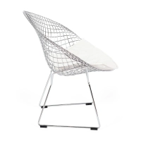 Replica della sedia Diamond in acciaio cromato e cuscino in similpelle - Collezione Bertoia