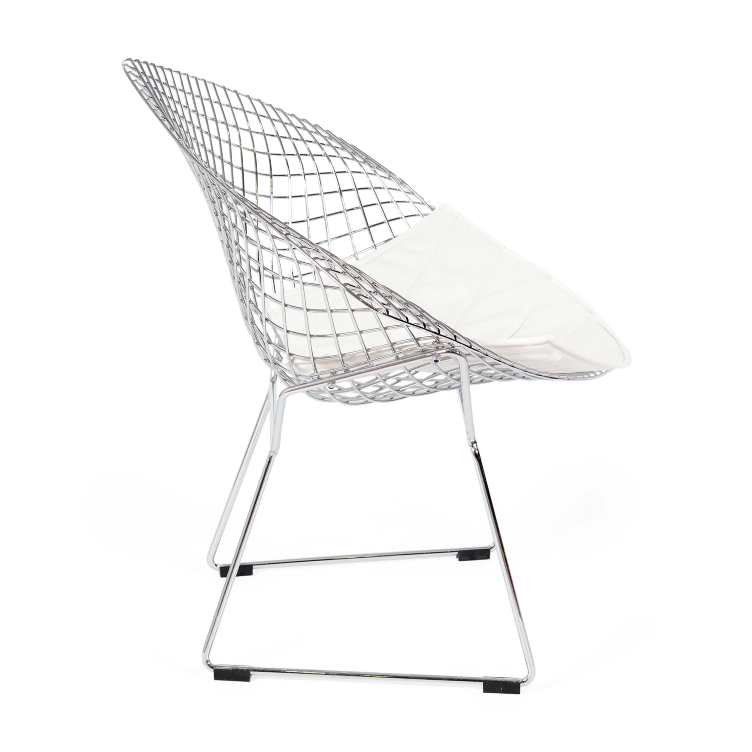 Replica Diamond-stol i förkromat stål och dyna i konstläder - Bertoia Collection